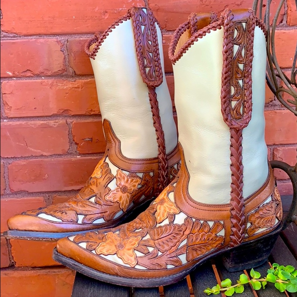 THE OLD GRINGO Vintage Tooled Braided Boots 6
